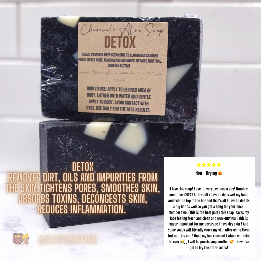 DETOX: Charcoal+ Aloe Soap Bar - Glossed By Nae Cosemetics